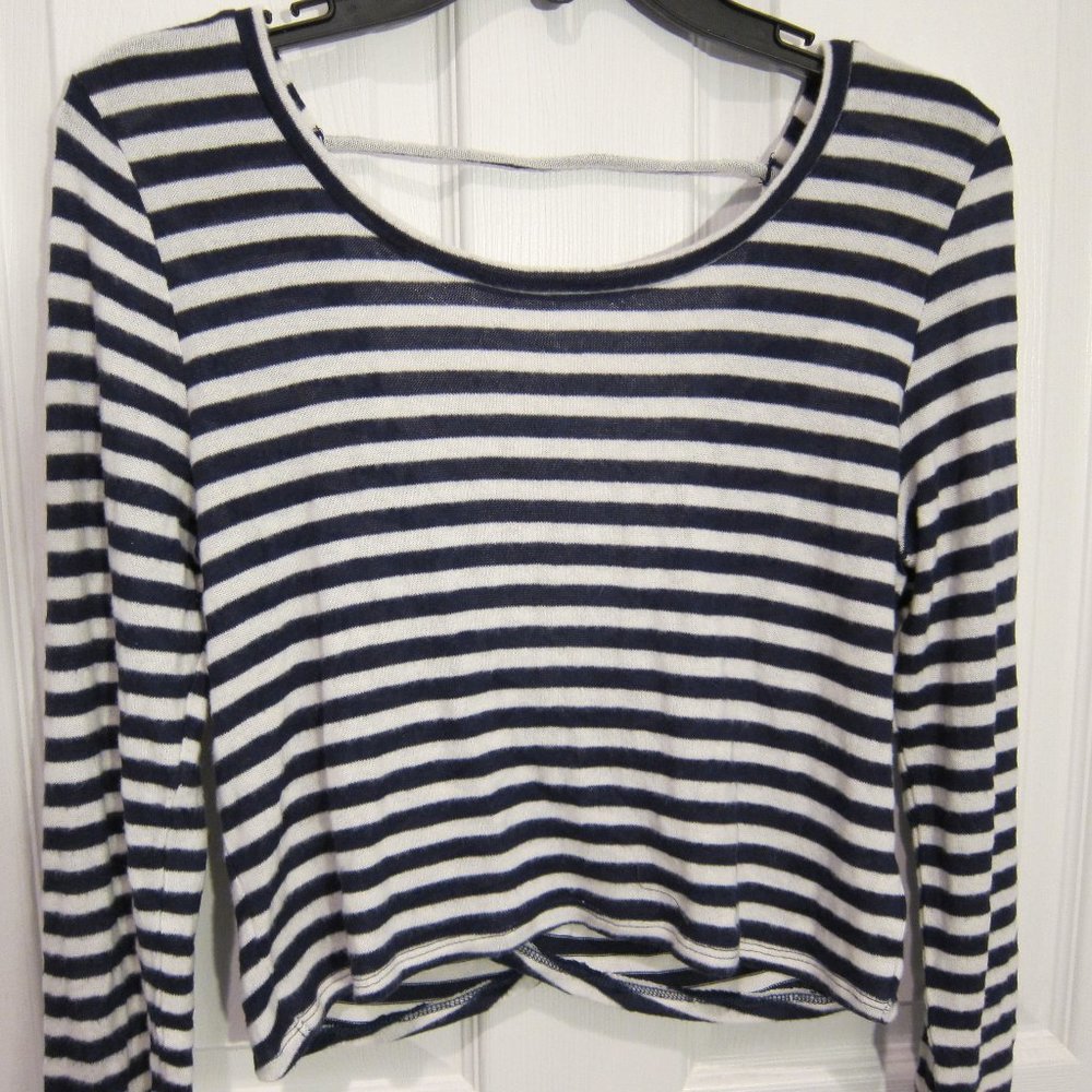 aerie Striped Open Back Crop Sweater
